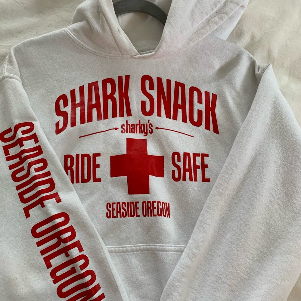 white sweatshirt from seaside oregon!